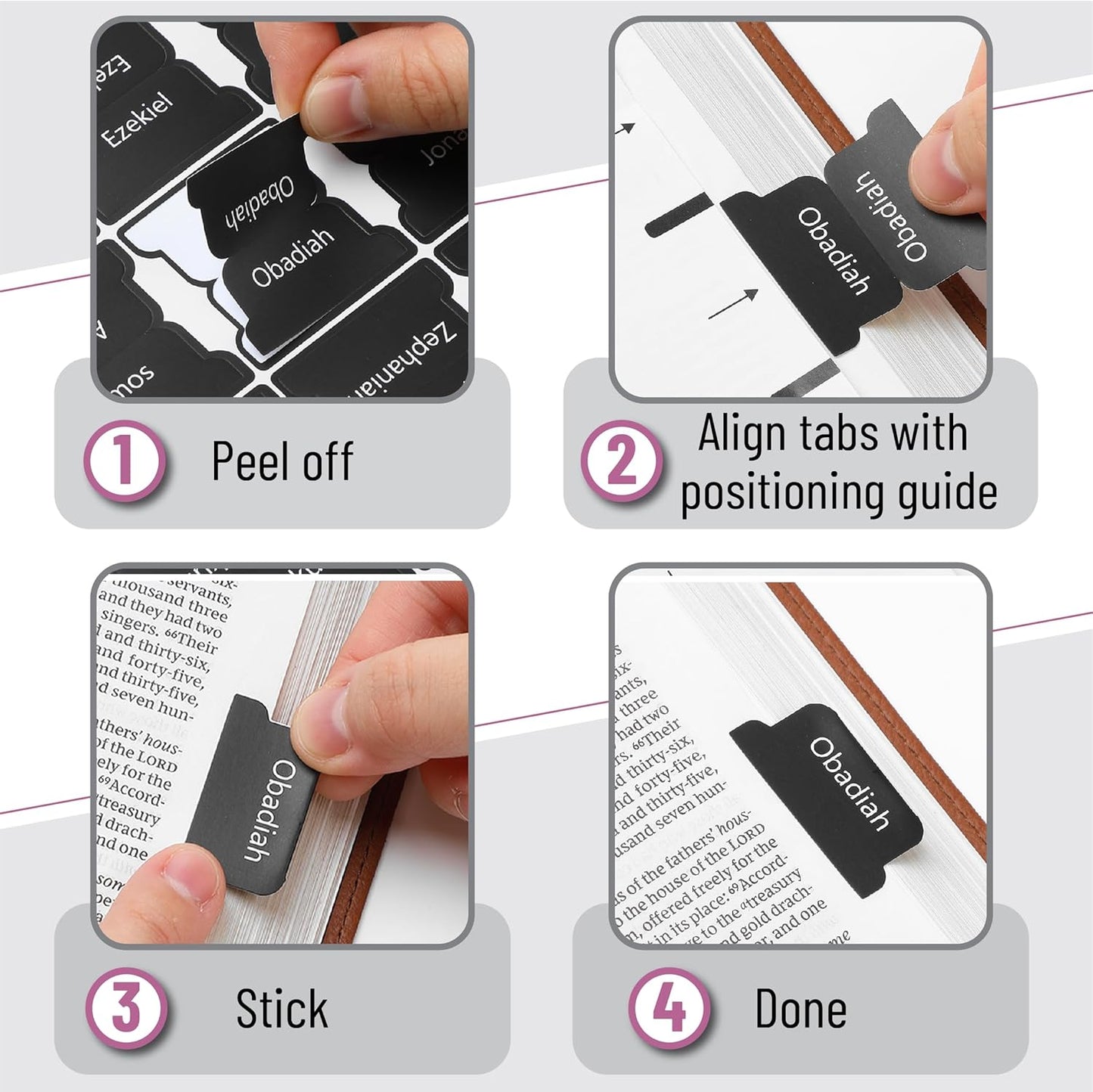 Mr. Pen- Bible Tabs, 75 Tabs, Black, Laminated Bible Tabs for Women and Men, Bible Tabs for Study Bible Index Tabs