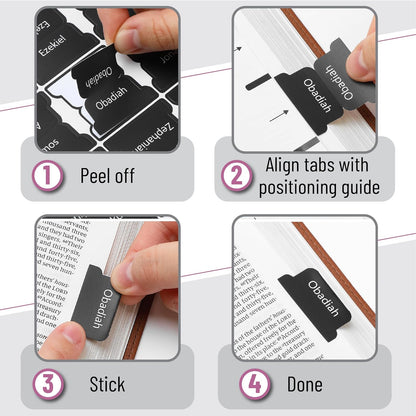 Mr. Pen- Bible Tabs, 75 Tabs, Black, Laminated Bible Tabs for Women and Men, Bible Tabs for Study Bible Index Tabs