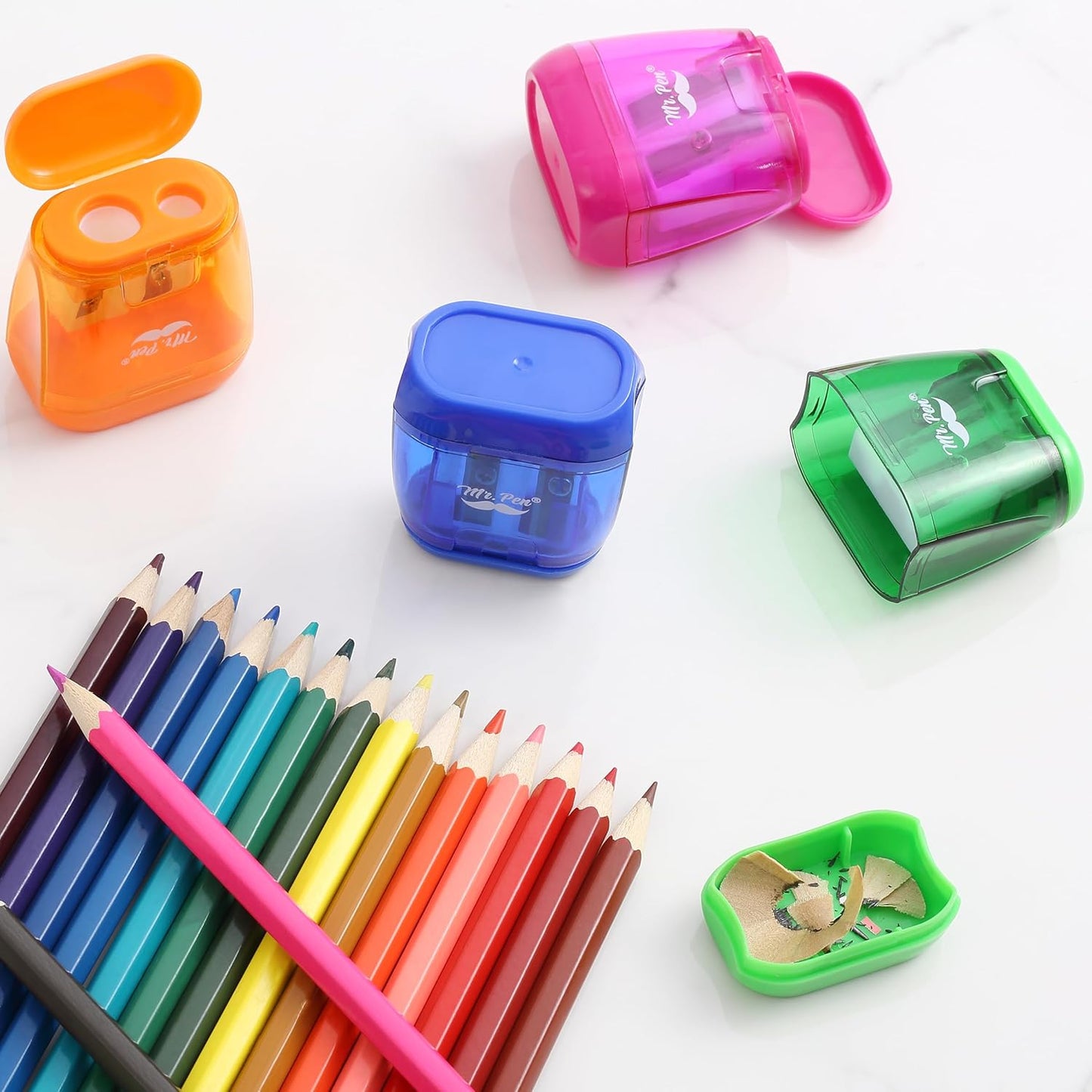 Mr. Pen- Pencil Sharpeners Manual, 12 Pack, Dual Hole, Colorful Pencil Sharpeners Handheld Pencil Sharpener