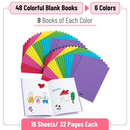 Mr. Pen- Colorful Blank Books, 4.25" x 5.5", 32 Pages, 48 Pack, Blank Notebooks for Kids