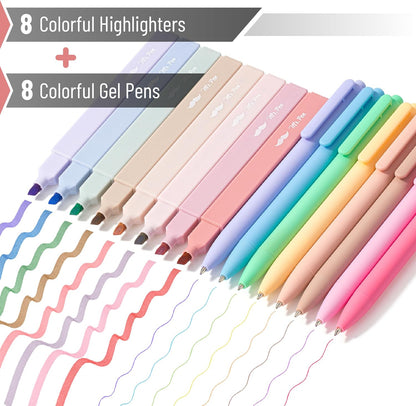 Mr. Pen- Aesthetic Highlighters and Gel Pens, 16 Pack, 200 Sheets Transparent Sticky Tabs for Books, No Bleed Highlighters for Bible Pages No Bleed