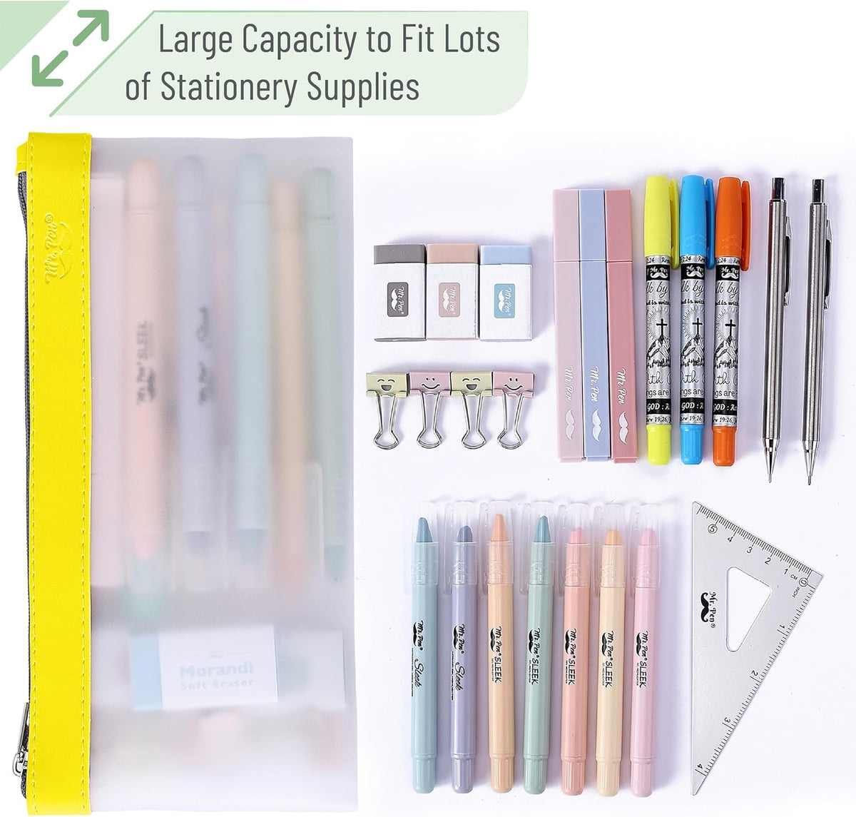 Mr. Pen- Clear Pencil Pouch, 6 Pack, Morandi Color, Pencil Bags, Clear Makeup Pouch