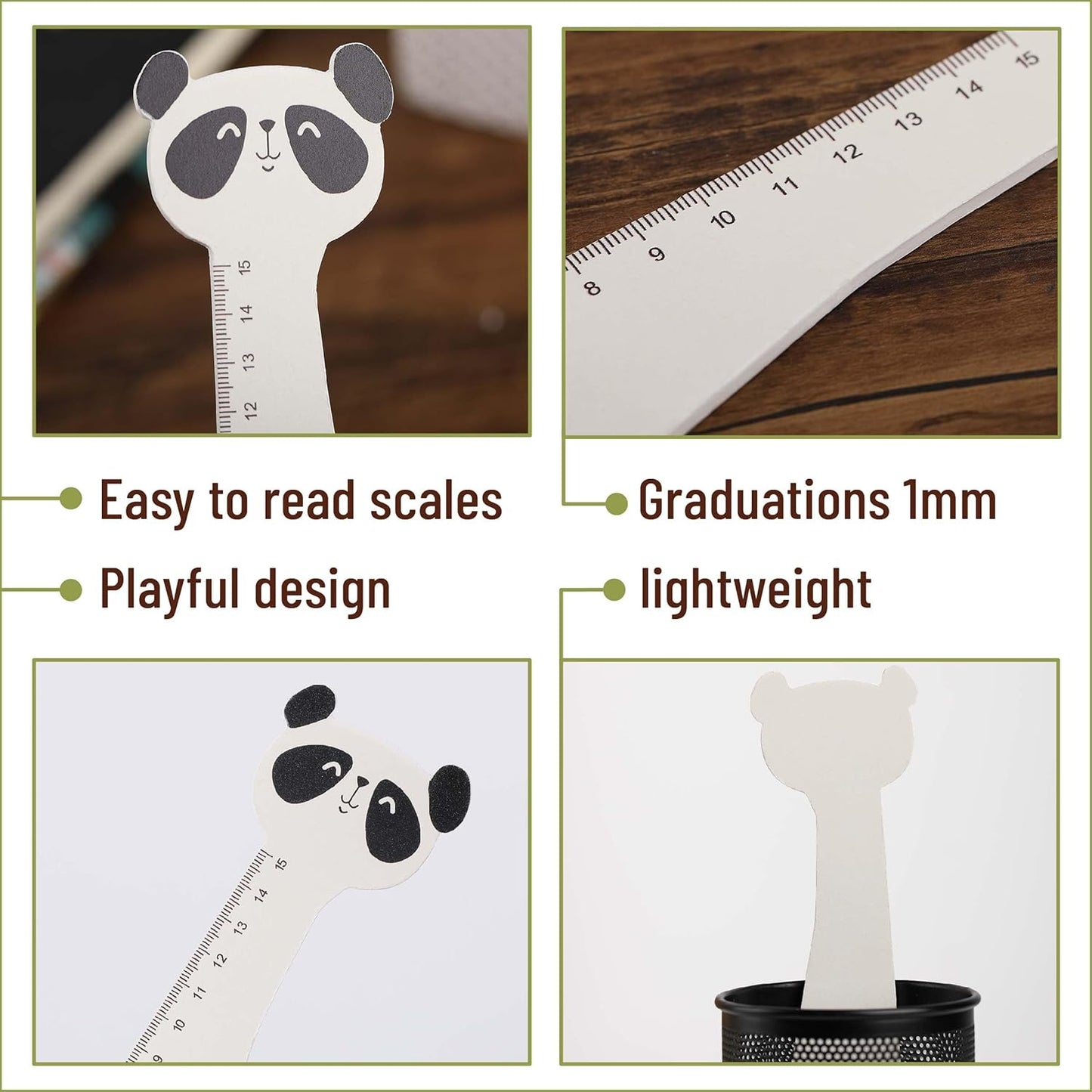 Mr. Pen- Wooden Ruler, 15cm, Panda Wood Ruler, Centimeter Ruler, mm Ruler