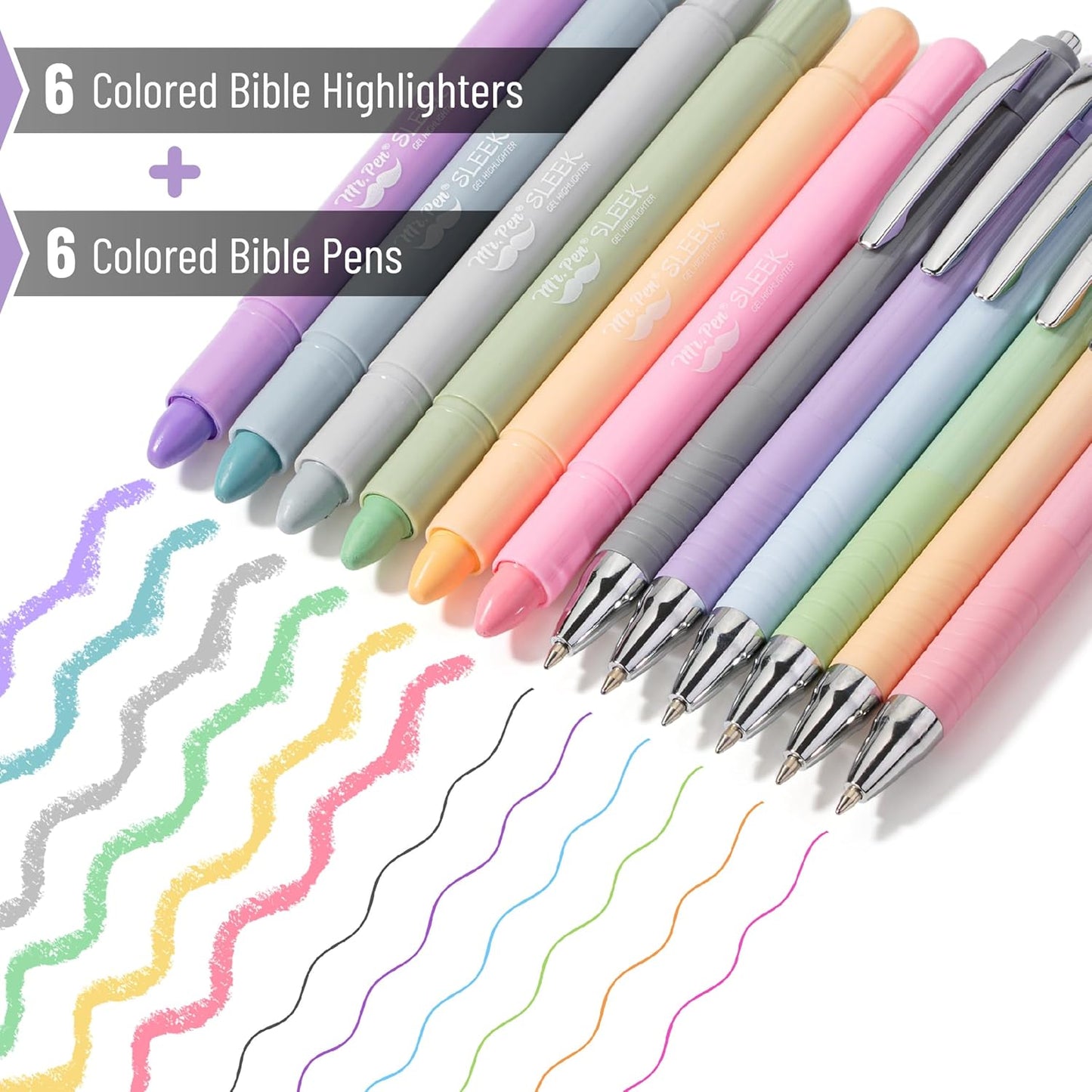 Mr. Pen- Bible Highlighters and Pens No Bleed, 12 Pack, Gel Highlighters, Bible Pens No Bleed Through