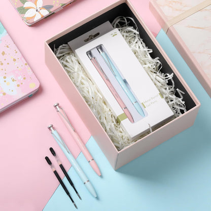 Mr. Pen- Metal Retractable Gel Pen, 2 Pack, 2 Refills, Blue & Pink, Black Ink, Metal Barrel Gel Pens Fine Point 0.7mm