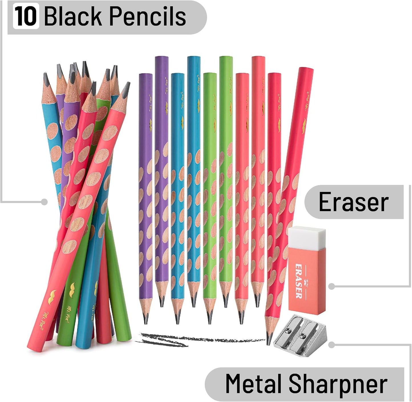 Wood-Cased Pencils, 10 Pack, Sharpened Pencils, Pre Sharpened Pencils #2 Pencils, Wood Pencils Presharpened, Wooden Pencils Sharpened, Wooden Pencils #2, Wooden Pencil