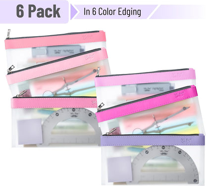 Mr. Pen- Clear Pencil Pouch, 6 Pack, Pink Shades, Pencil Bags, Clear Makeup Pouch