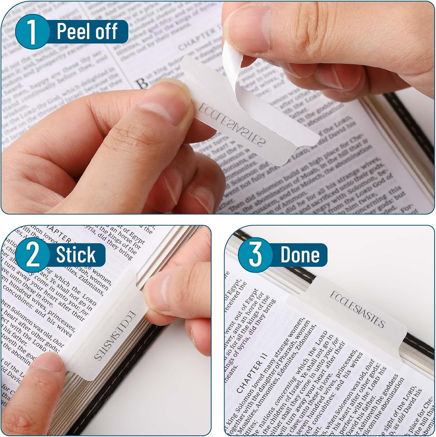 Mr. Pen- Bible Tabs, 75 Tabs, Transparent White Laminated Bible Tabs for Women and Men