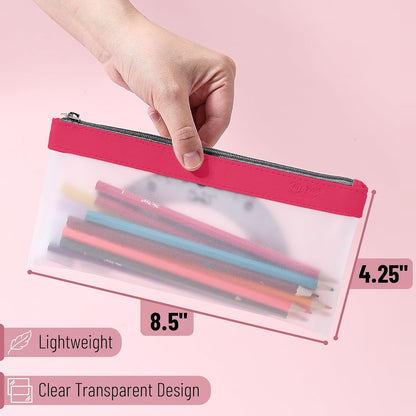 Mr. Pen- Clear Pencil Pouch, 6 Pack, Colorful, Pencil Bags, Clear Makeup Pouch