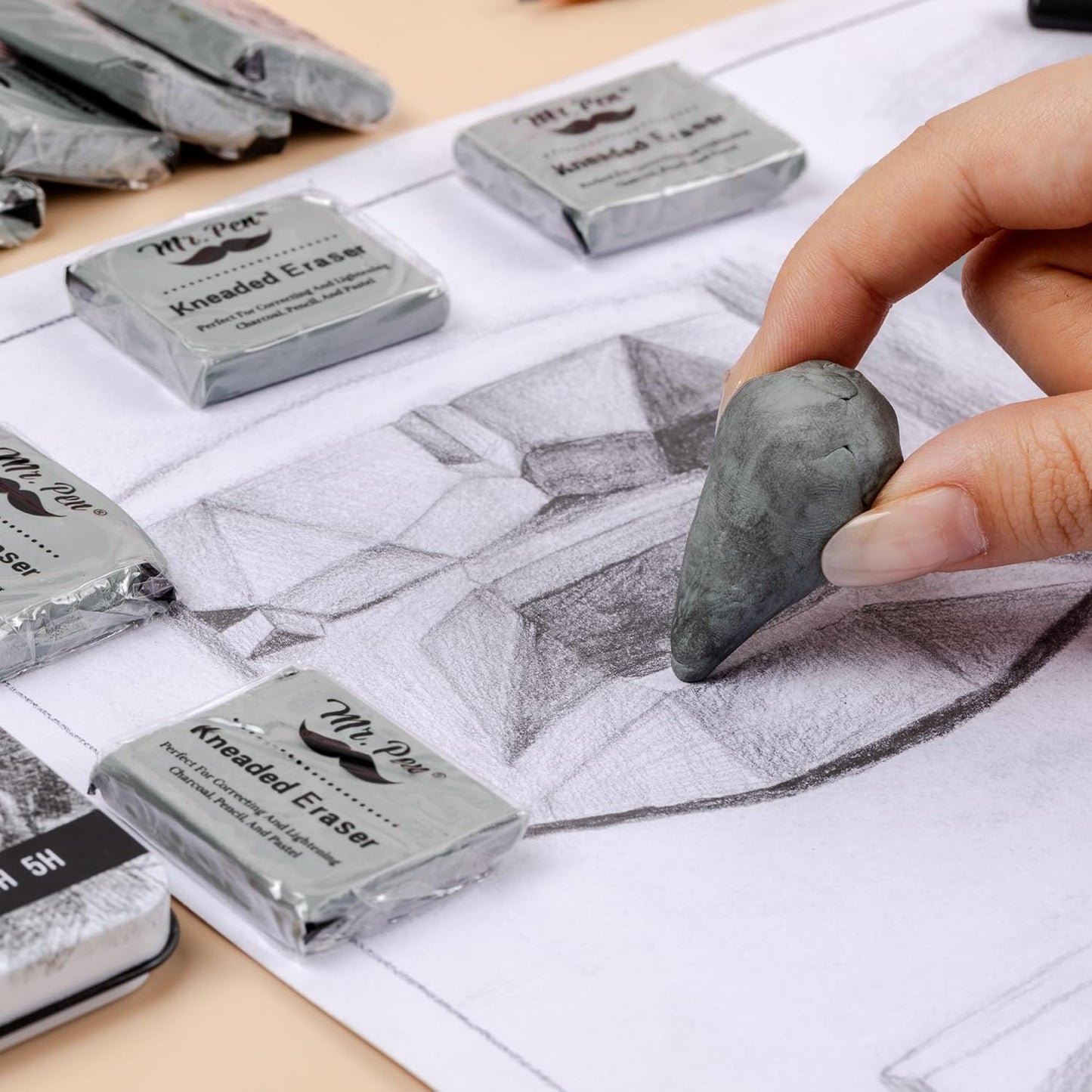 Mr. Pen- Kneaded Eraser, 24 Pack, Grey, Kneaded Erasers for Artists, Art Eraser