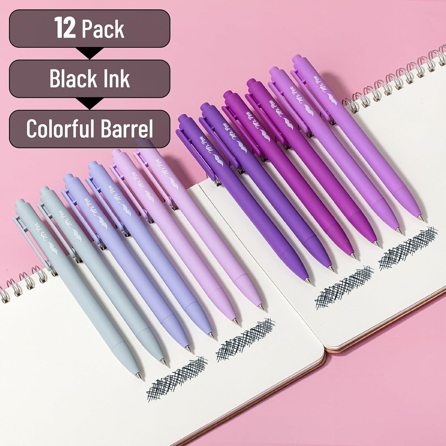 Mr. Pen- Retractable Gel Pens, 12 Pack, Black Ink, Lavender Legacy Barrel Gel Pens, Gel Pens Fine Point 0.5mm, Retractable Pens