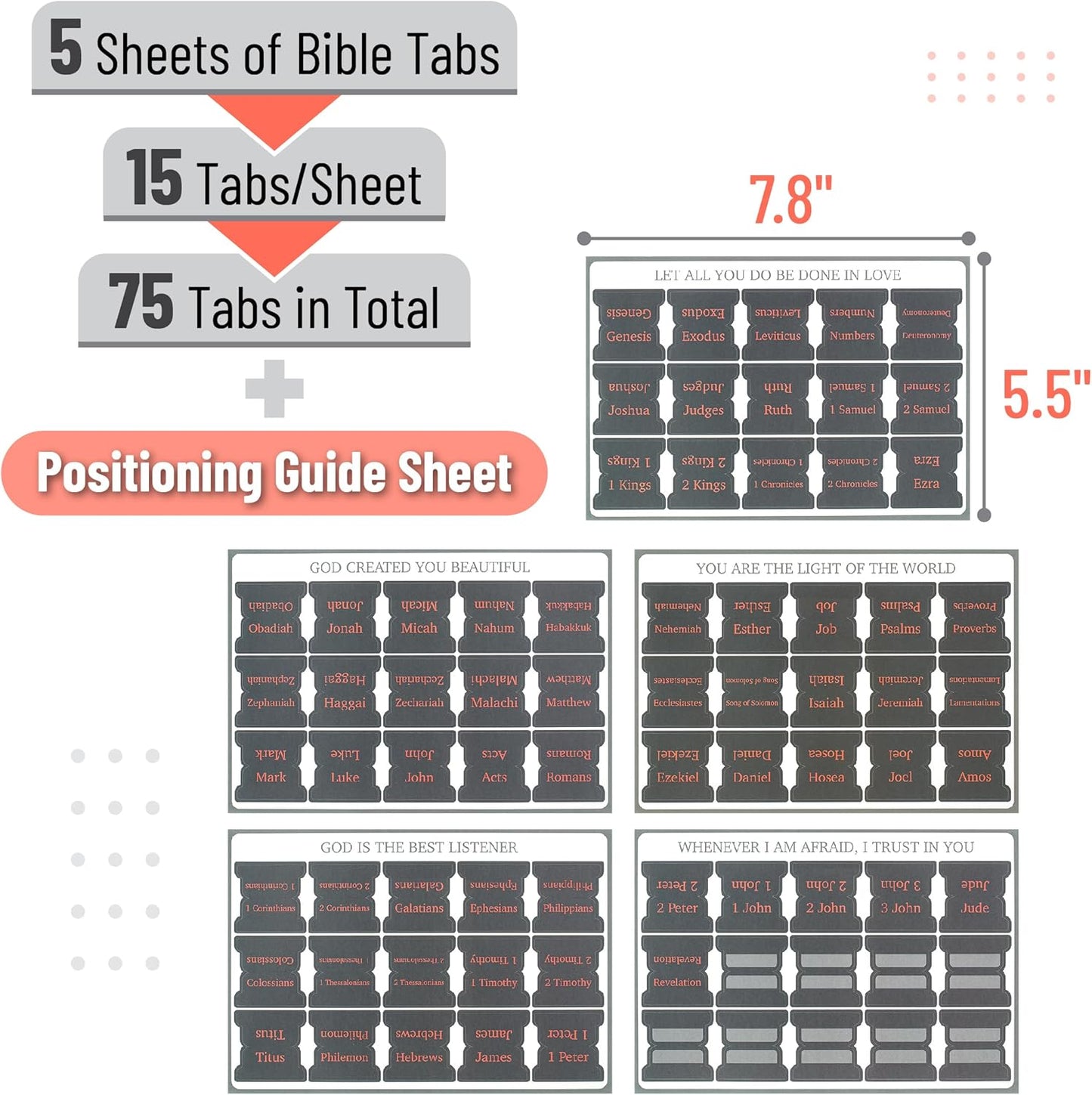 Mr. Pen- Bible Tabs, 75 Tabs, Cool Gray, Laminated Bible Tabs for Women and Men