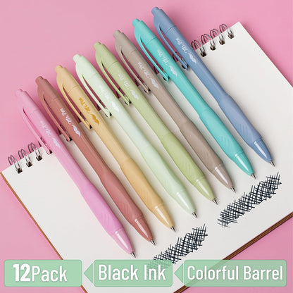 Mr. Pen- Retractable Gel Pens, 8 Pack, Black Ink, Soft Grip, Soft Pastel Barrel Gel Pens Fine Point 0.5mm, Retractable Pens