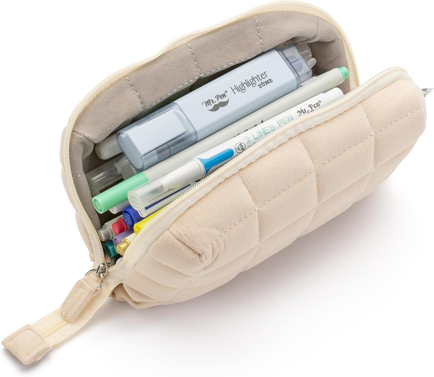 Mr. Pen- Large Capacity Pillow Pencil Case, Beige Pencil Pouch