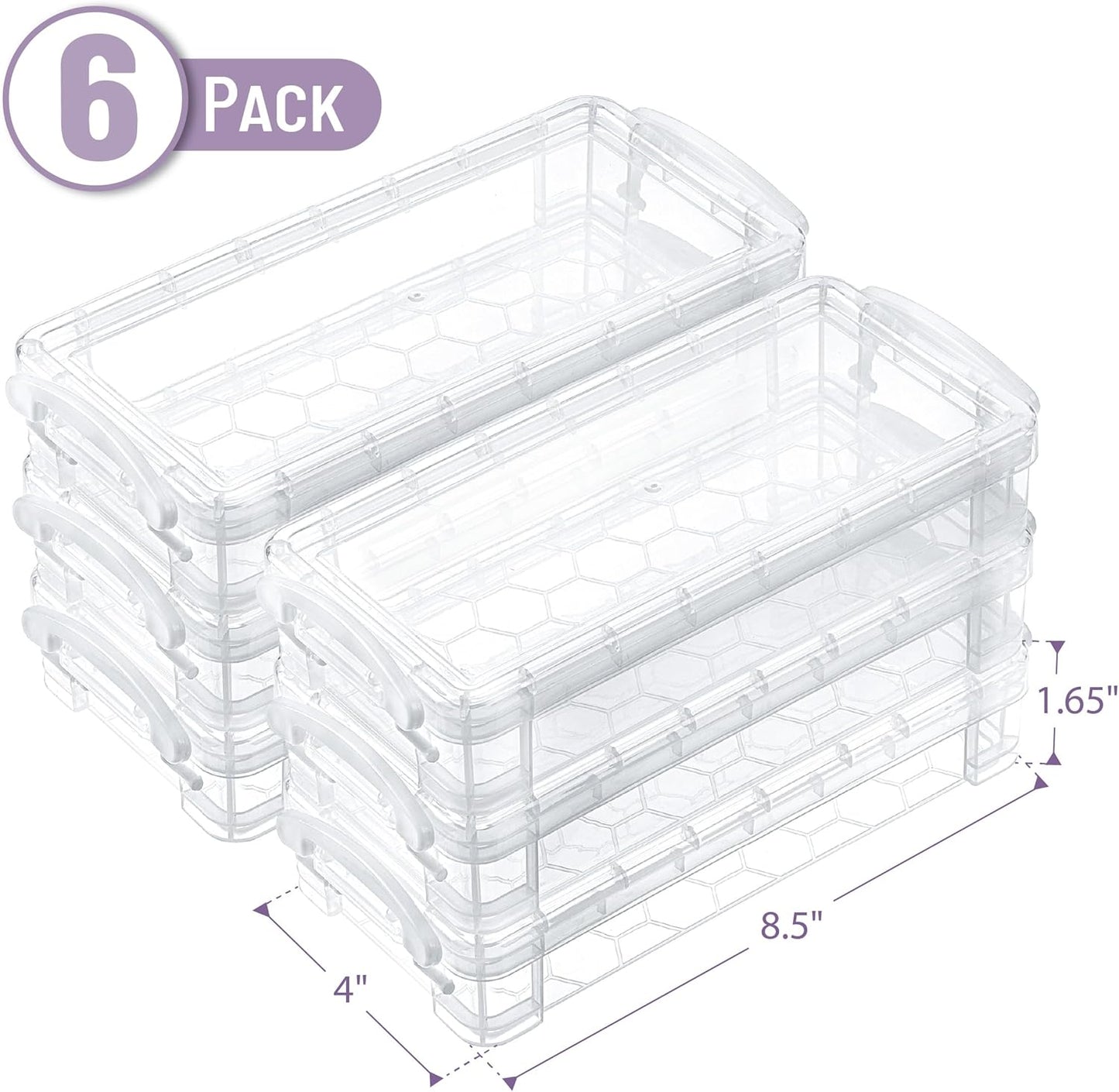 Mr. Pen- Clear Pencil Boxes, 6 Pack, Snap-Tight Lid, Crayon Box, Plastic