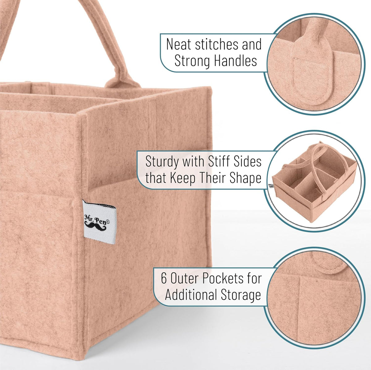 Mr. Pen- Baby Diaper Caddy Organizer, Rustic Warmth, Baby Caddy Organizer with Handle, Compact Size