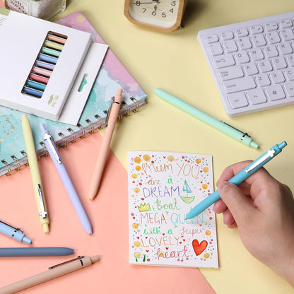 Mr. Pen- Retractable Cute Gel Pens for Journaling, 12 Pack, Assorted Color, 0.7 mm, Pastel Barrel with Silver Cross Clip