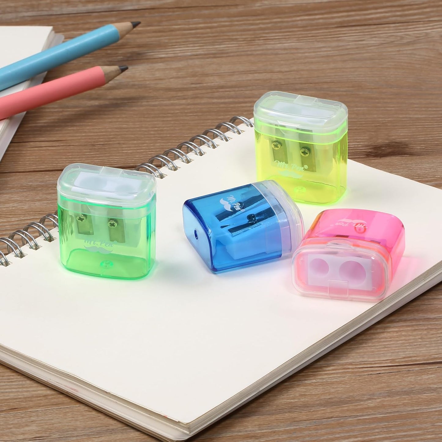 Mr. Pen- Pencil Sharpeners Manual, 24 Pack, Dual Hole, Colorful Pencil Sharpeners Handheld Pencil Sharpener,