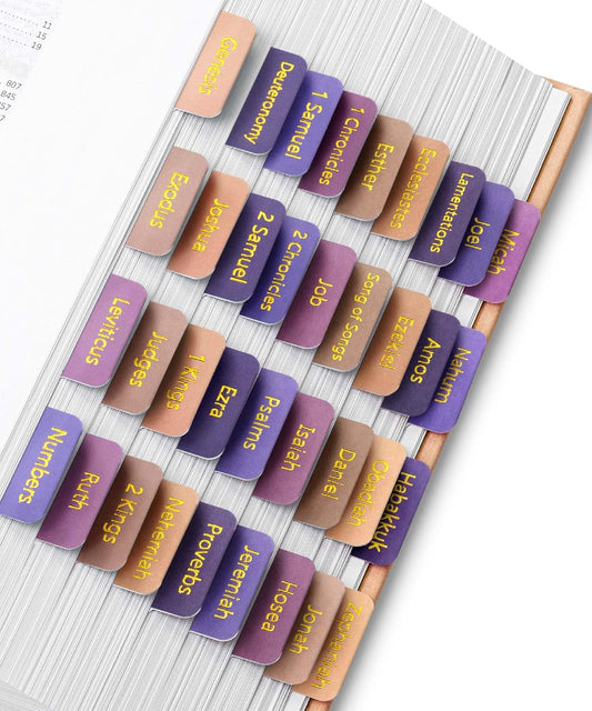 Mr. Pen- Bible Tabs, 75 Tabs, Lavender Fields, Gold Foil Lettering, Laminated Bible Tabs for Women and Men