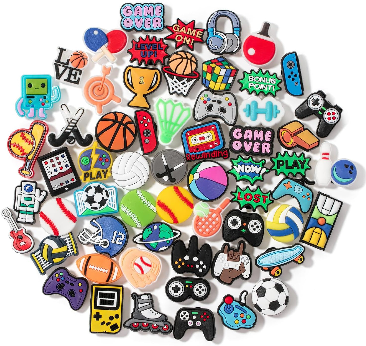 Mr. Pen- Different Charms, 60 Pack, Sports PVC Random Different Charms, Decoration Charms for Decoration