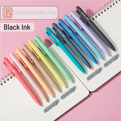 Retractable Gel Pens, 12 Pack, Black Ink Gel Pens, Pastel Barrels, Gel Pens Fine Point 0.7mm, Retractable Pens, Cute Pens, Gel Ink Pens, Aesthetic Pens for Journaling Fine Tip Pens