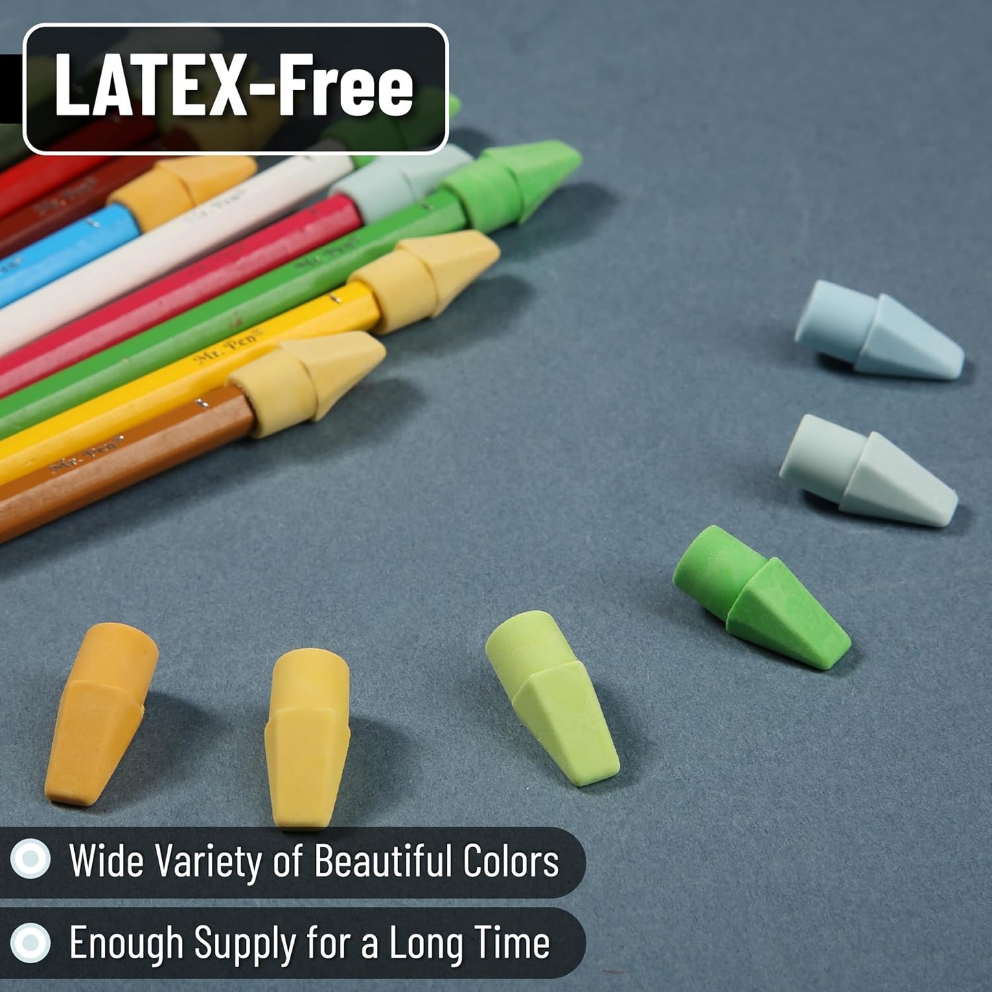 Mr. Pen- Pencil Top Erasers, 120 Pack, Latex-Free, No-Smudge