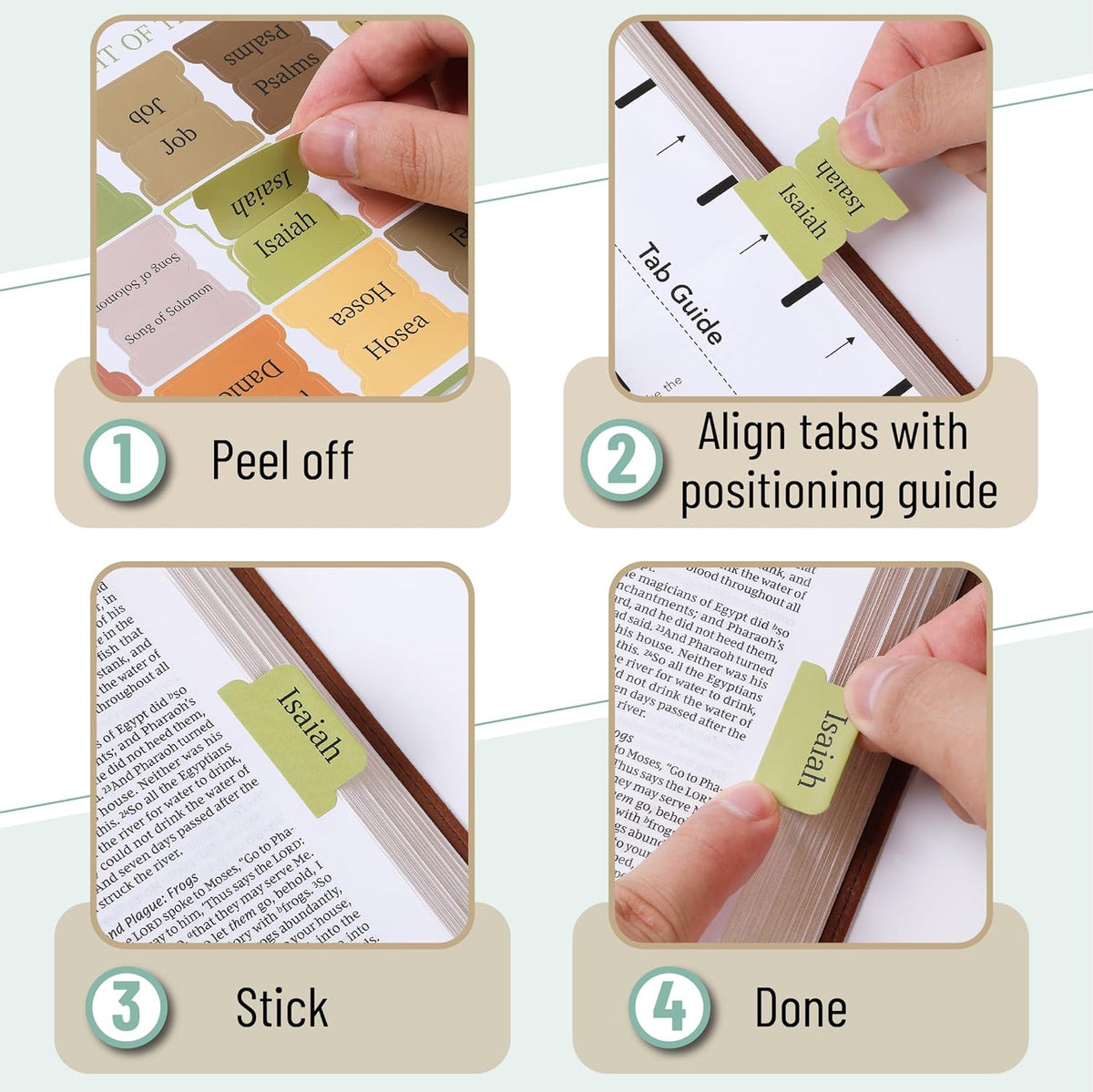 Mr. Pen- Bible Tabs, 75 Tabs, Boho Style, Laminated Bible Tabs for Women and Men
