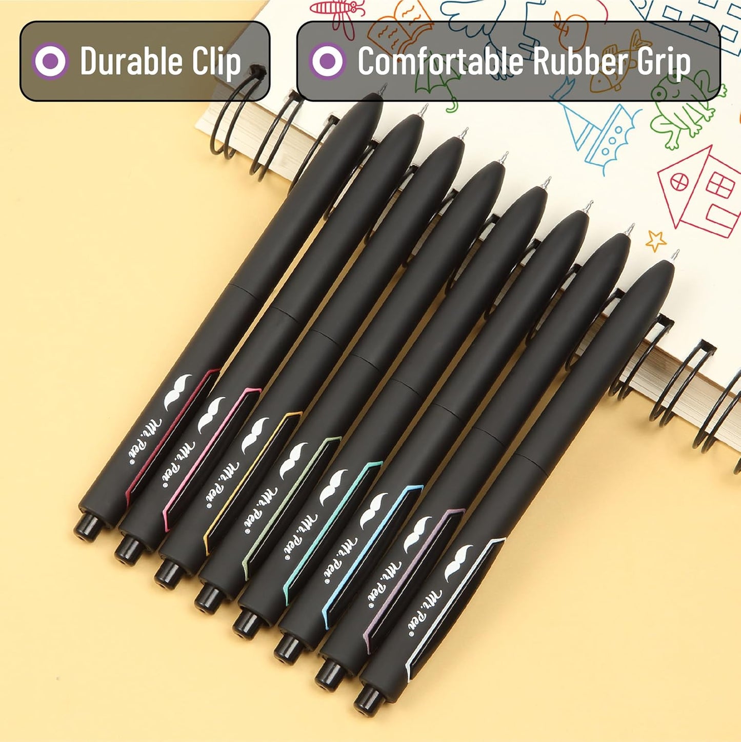 Mr. Pen- Retractable Gel Pens, 8 Pack, Pastel Color Ink Gel Pens, Gel Pens Fine Point 0.5mm, Retractable Pens, Cute Pens