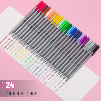 Mr. Pen- Fineliner Pens, 24 pcs, Colorful Pens, 0.4mm Fineliners Pens, Art Pens, Writing Pens Fine Point Pen