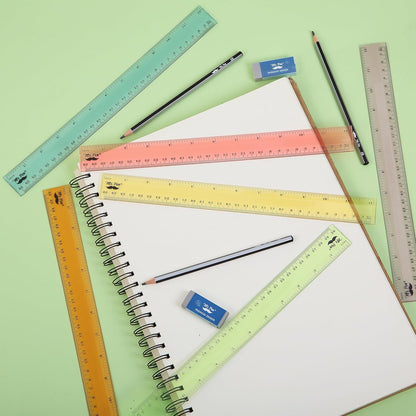 Mr. Pen- Plastic Rulers, 12 Inch, 6 Pack, Pastel Colors, Metric & Imperial, Clear Ruler Set, Cute Ruler 12 Inch