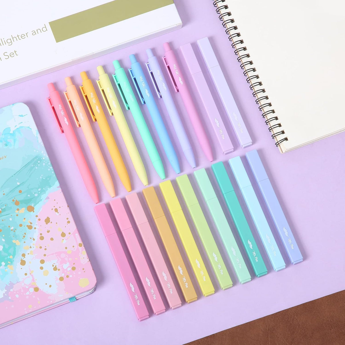 Mr. Pen- Aesthetic Highlighters and Gel Pens, 20 Pack, Colorful Bible Highlighters No Bleed, Colorful Ink Gel Pens