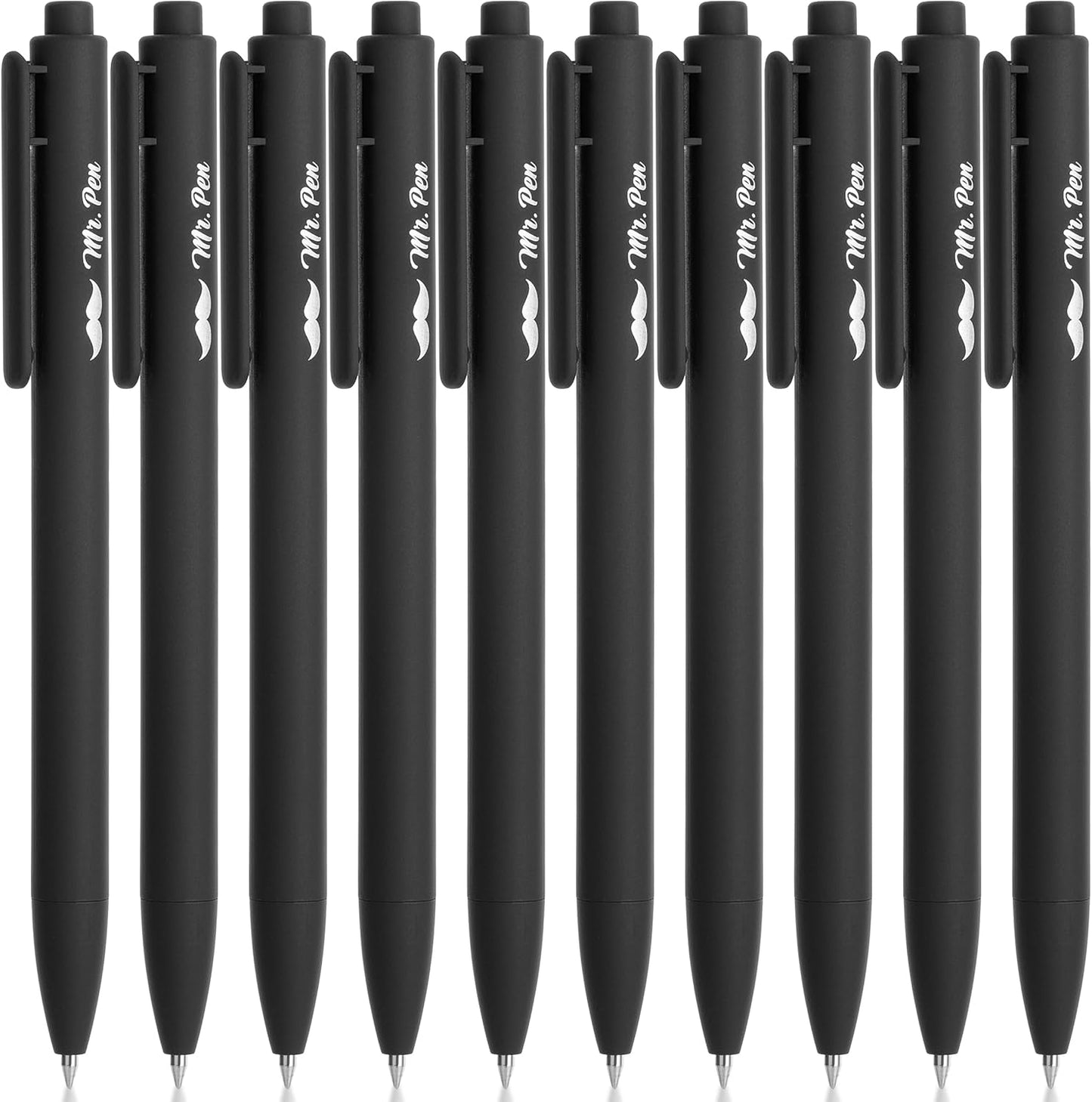 Retractable Gel Pens, 10 Pack, Black Ink Gel Pens, Black Barrels, Fast Dry, Gel Pens Fine Point 0.5 mm, Retractable Pens, Cute Pens, Gel Ink Pens, Aesthetic Pens for Journaling Fine Tip Pens