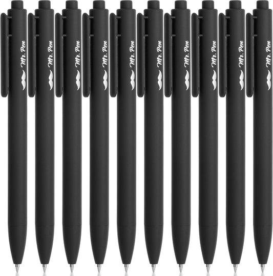 Retractable Gel Pens, 10 Pack, Black Ink Gel Pens, Black Barrels, Fast Dry, Gel Pens Fine Point 0.5 mm, Retractable Pens, Cute Pens, Gel Ink Pens, Aesthetic Pens for Journaling Fine Tip Pens