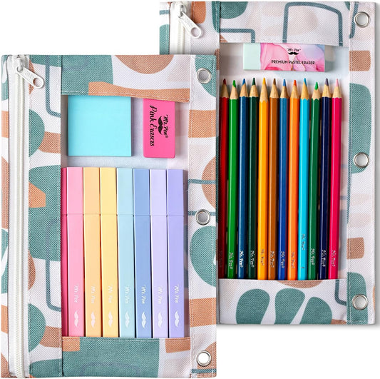 Pencil Pouch, 2Pack, Pencil Pouches, Pencil Pouch for 3 Ring Binder Pencil Pouch, Pencil Cases, Pencil Case for Binder Pouch, Zipper Pencil Pouch, 3 Ring Binder Pouch, Pencil Bags with Zipper