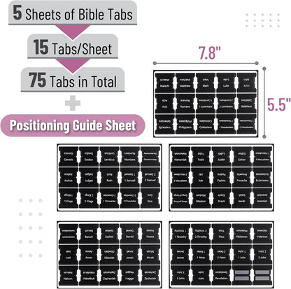 Mr. Pen- Bible Tabs, 75 Tabs, Black, Laminated Bible Tabs for Women and Men, Bible Tabs for Study Bible Index Tabs