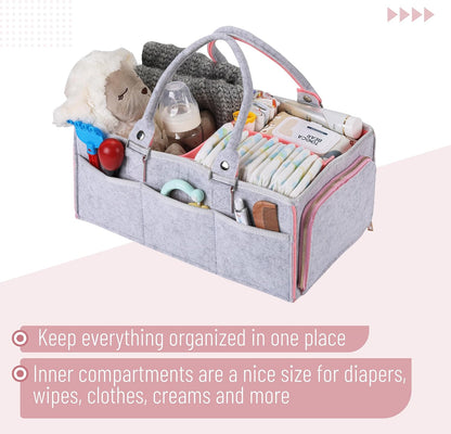 Baby Diaper Caddy Organizer, Pink Inside, Diaper Organizer, Car Diaper Caddy, Baby Caddy Organizer, Portable Diaper Caddy, Diaper Organizer for Changing Table, Baby Organizer for Nursery