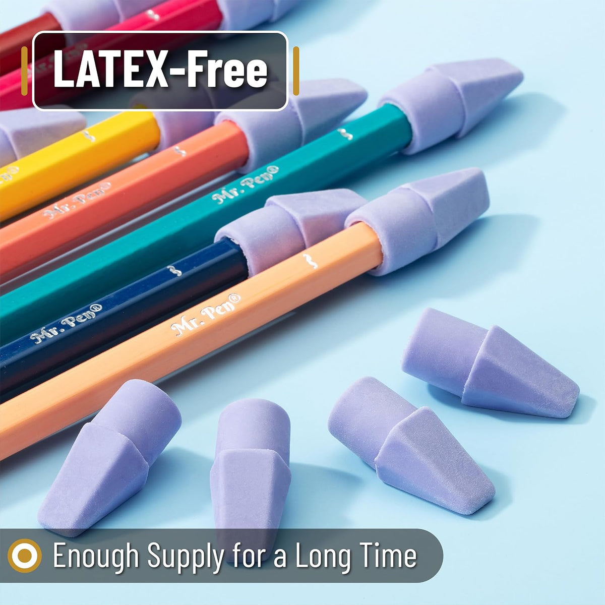 Mr. Pen- Pencil Top Erasers, 120 Pack, Latex-Free, No-Smudge