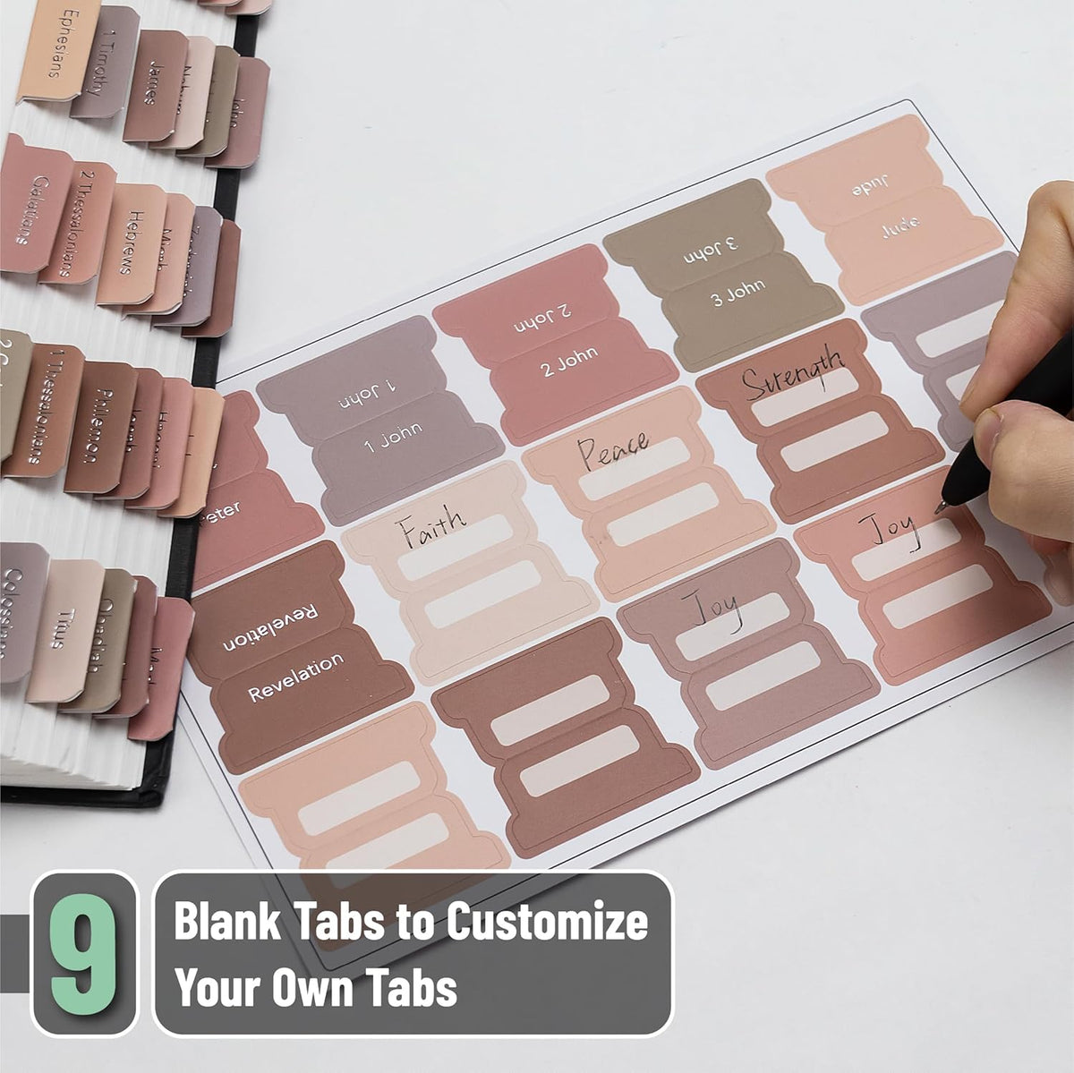 Mr. Pen- Bible Tabs, 75 pcs, Earthy Brown, Gold Foil Lettering, Laminated Bible Tabs for Women and Men