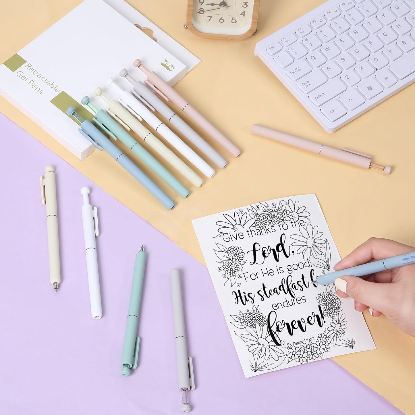 Mr. Pen- Retractable Gel Pens, 12 Pack, Black Ink, Soft Pastel Barrel Gel Pens, Gel Pens Fine Point 0.5mm, Retractable Pens, Cute Pens