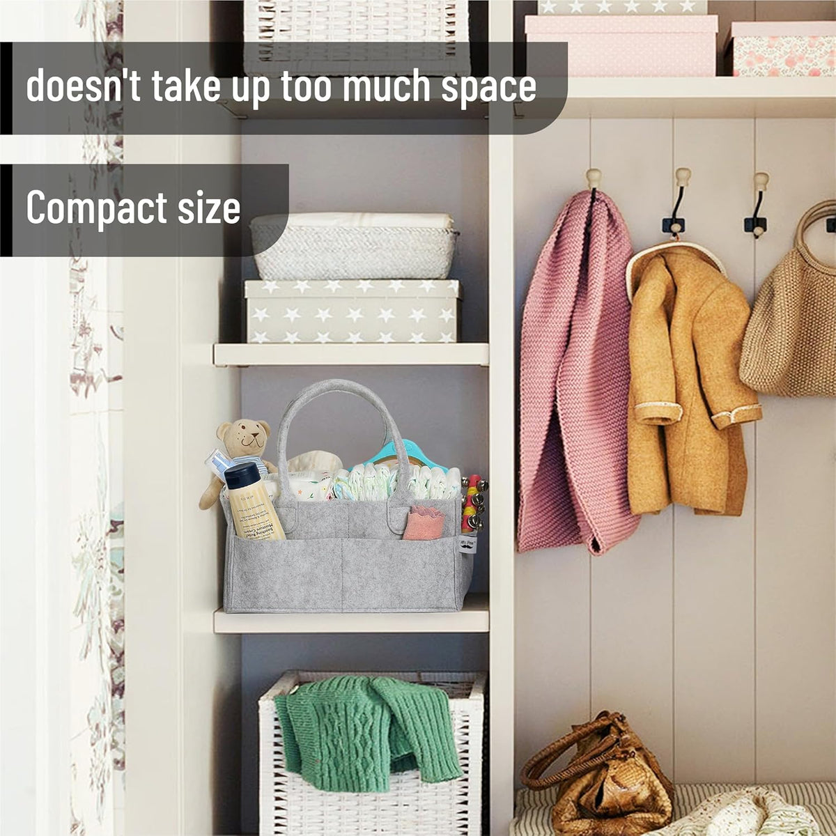 Mr. Pen- Baby Diaper Caddy Organizer, 2 Pack, Gray, Baby Caddy Organizer with Handle, Compact Size, Collapsible & Portable