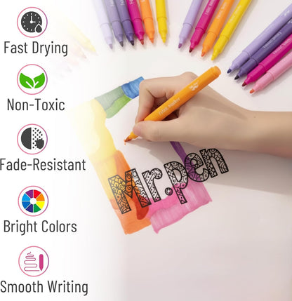 Permanent Fabric Markers, 24 Pack, 2.6mm Tip, Colorful