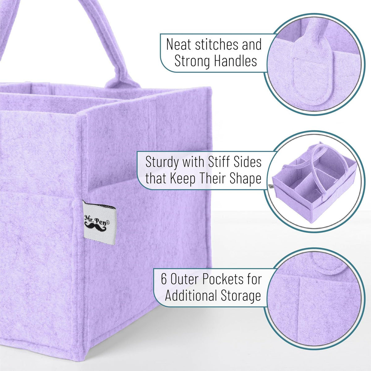 Mr. Pen- Baby Diaper Caddy Organizer, Orchid Mist, Baby Caddy Organizer with Handle, Compact Size, Collapsible & Portable