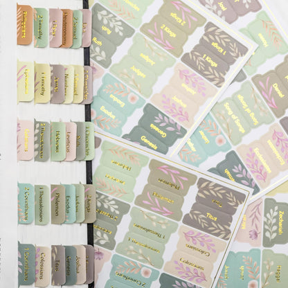 Mr. Pen- Bible Tabs, 75 pcs, Boho Floral, Gold Foil Lettering, Laminated Bible Tabs for Women and Men