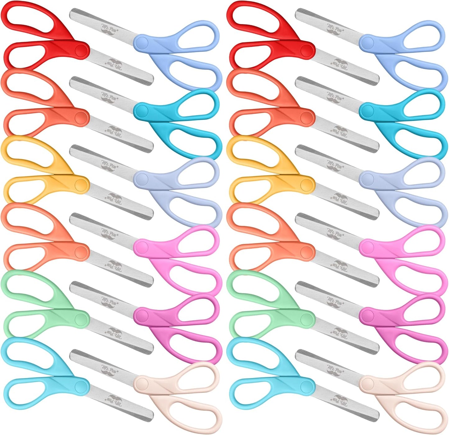 Bulk Kids Scissors 5”, 24 Pack, Blunt Tip, Modern Shades, Ages 4+