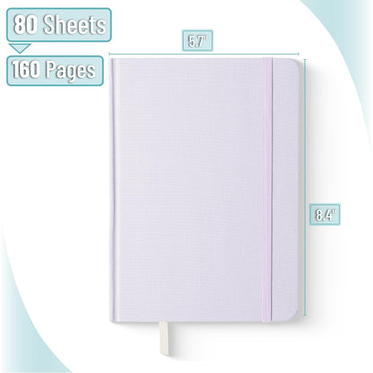 Customizable Dotted Journal Notebook, 5.7"x8.3", 160 Pages, Fabric Hardcover