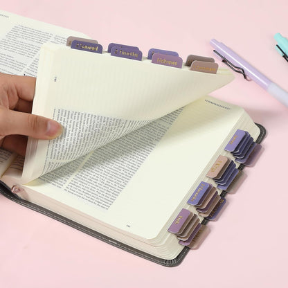 Mr. Pen- Bible Tabs, 75 Tabs, Lavender Fields, Gold Foil Lettering, Laminated Bible Tabs for Women and Men