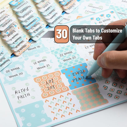 Mr. Pen- Bible Tabs, 120 pcs, Pastel Mosaic, Laminated Bible Tabs for Women and Men