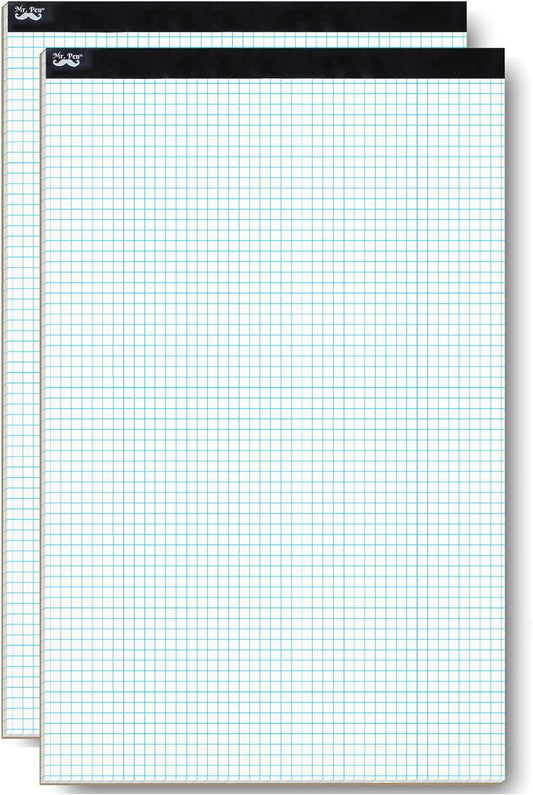 Graph Paper, 2 Pack of 22 Sheets, 17"x11", 4x4 (4 Squares per inch), Graphing Paper, Grid Paper Pad, Math Graph Paper Pad, Drafting Paper, Computation Pads, Large Graph Paper