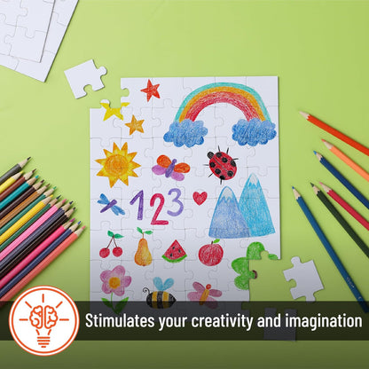Mr. Pen- Blank Puzzle, 36 Pack, 48 Pieces/Pack, 8.5" x 11", White, Blank Puzzles to Draw on