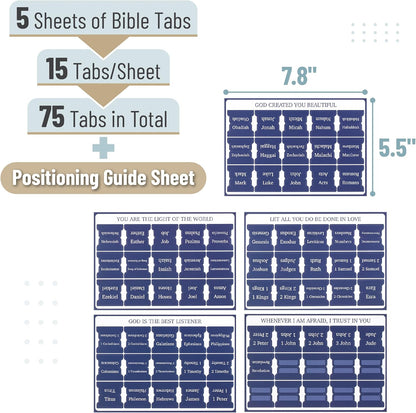Mr. Pen- Bible Tabs, 75 Tabs, Sapphire Blue, Laminated Bible Tabs for Women and Men